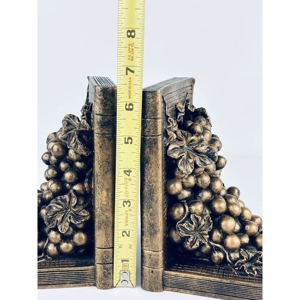 Vintage Heavy Resin Grape Vine Wine Decor Staging Book Ends - MCM Retro